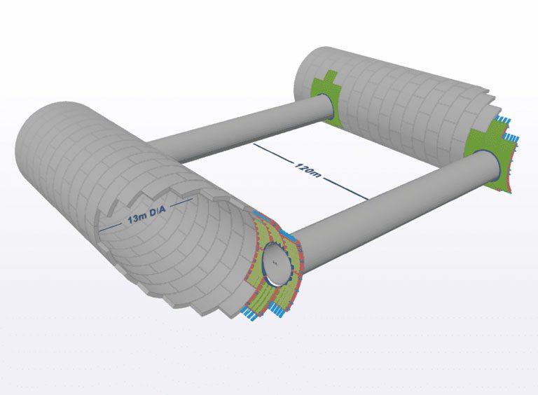 Example of Main Tunnels showing cross tunnel passages with openings.